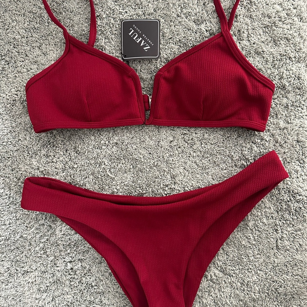 Zaful Deep Red Bikini Set